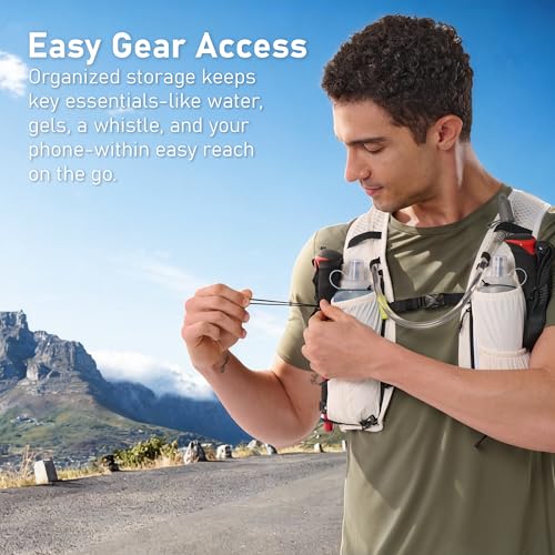 N NEVO RHINO Running Vest, Hyration Vest with 2 Pcs 500ML Soft Flasks - color: White, size: Medium