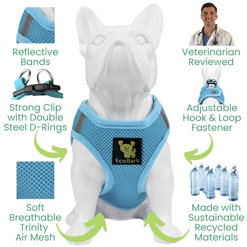 EcoBark Teacup Dog Harness, Soft Step in Vest for Puppy & Tiny Dogs - color: Sky Blue, size: XXXS- 2 to 3 lbs- Chest up to 10 in (Pack of 1)