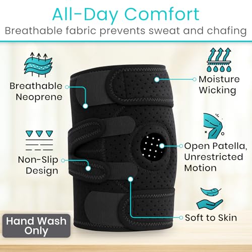 Vive Knee Brace for Meniscus Tear - ACL & Patella Support for Men, Women - color: Black
