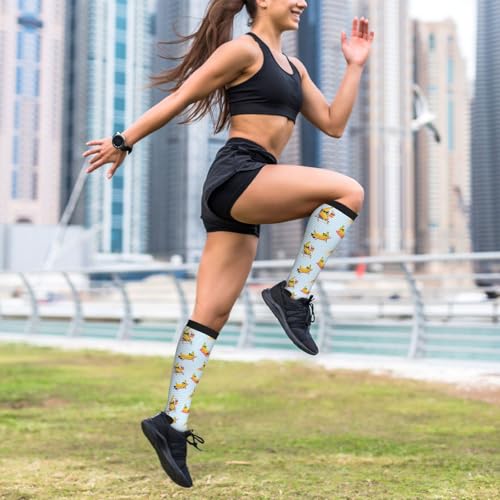 Compression Socks Knee High Circulation Support Socks For Women Men Athletic Running Work Hiking Cycling Travel - color: Funny Banana