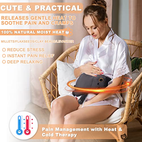 Microwave Heating Pad for Period Cramps Pain Relief, 16"×12", Grey Cat - size: Grey Cat