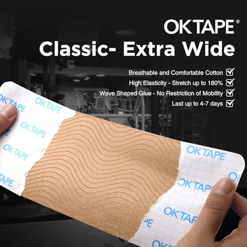 OK TAPE Extra Wide Kinesiology Tape for Shoulder, Back, Precut Strips - color: Black, size: 2 Rolls