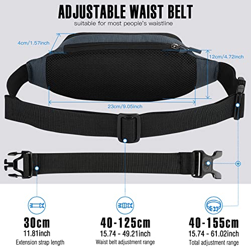 WATERFLY Fanny Pack Waist Bag: Small Hip Pouch Bum Bag Fannie Pack Phanny Fannypack Waistpack Bumbag Beltbag Sport Slim Fashionable for Jogging Hiking Hiker Woman Man - color: Grey