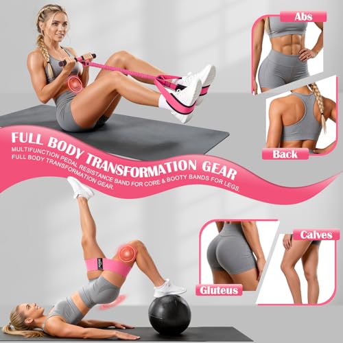 KUTIZE Booty Bands & Pedal Exercise Bands Resistance Bands Set for Women - color: 1-Pink Bands Set