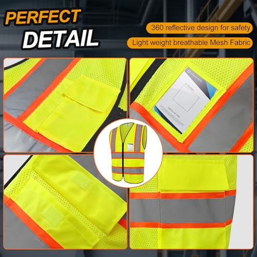 High Visibility Vest 5 Pockets Safety Vest with Zipper, Yellow S - color: Yellow, size: Small