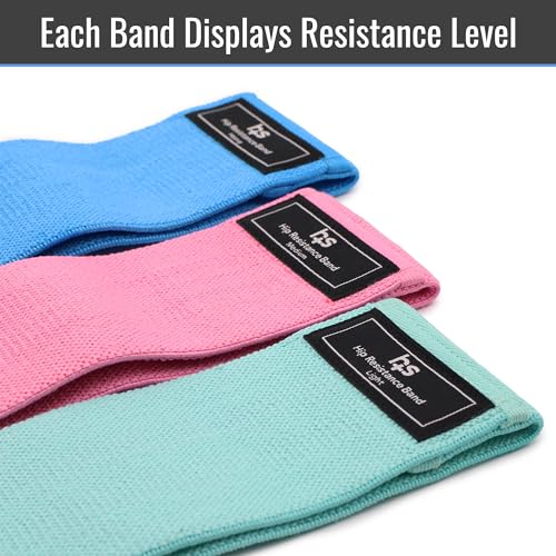 Healthsmart Fabric Resistance Bands, Targets Abs, Glutes, Quads, Calves, Hamstrings, 3 Bands with Variable Resistance Levels, Minimum 15lbs and Maxes at 70lbs, Travel Case & Exercises Included - color: Pastel