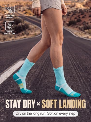 Coolmax Running Socks for Women Stay Dry Cloud Cushioned Compression - color: Green, size: 5-8
