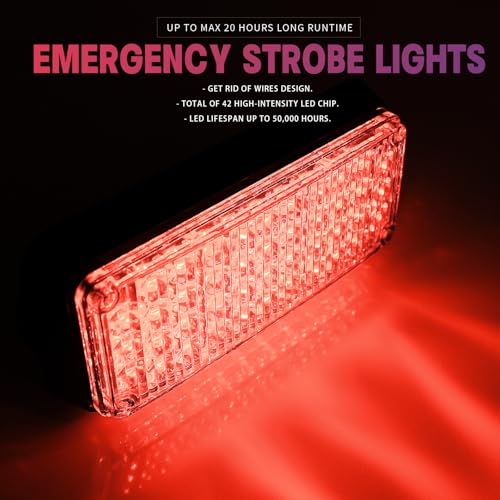 Red Magnetic Flashing Strobe Lights/w Controller, 2-Pcs - color: R/R