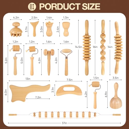 16Pcs Wood Therapy Massage Tools Set for Body Sculpting - color: 16pcs