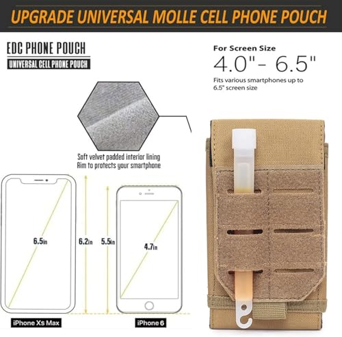 Molle Phone Pouch, Od Green Small Tactical Cell Phone Holster, Heavy Duty Waterproof Smartphone Case Holder for Vest Belt Waist (Army Green) - color: MILITARY GREEN