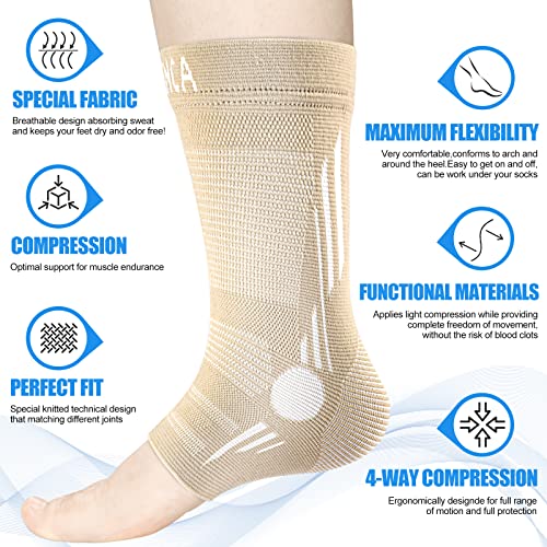 NEENCA Foot & Ankle Brace Socks for Sprained-Ankle Compression Sleeves Set - color: Copper, size: Small