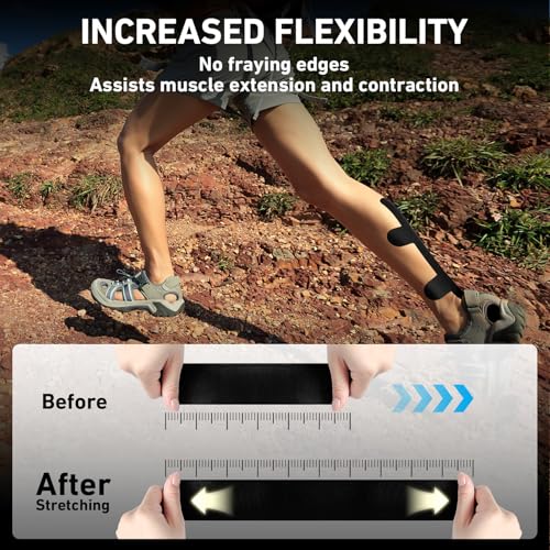 KTQUICK Precut Kinesiology Tape for Achilles Tendon,12PCS,20% Stronger,Black - color: Black