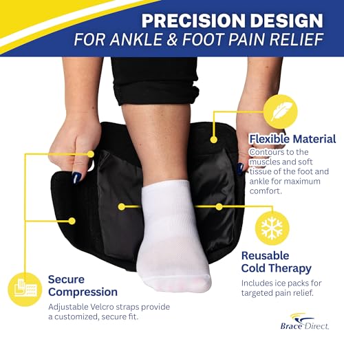 Brace Direct Reusable Gel Ice Pack Wrap for Achilles Tendonitis Relief - size: L-XL