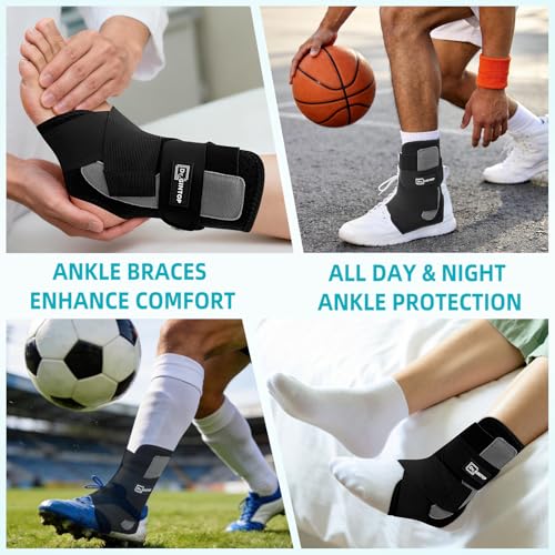 Ankle Brace for Women Men, Foot Brace w/ 2-Side Ankle Stabilizer
