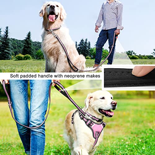 WINSEE Pet Harness Collar and Leash Set, All-in-one Reflective Dog Harness No Pull with Adjustable Buckles for Puppies, Small, Medium, Large, and Extra-Large Dogs (Small, Pink) - color: Pink, size: Small