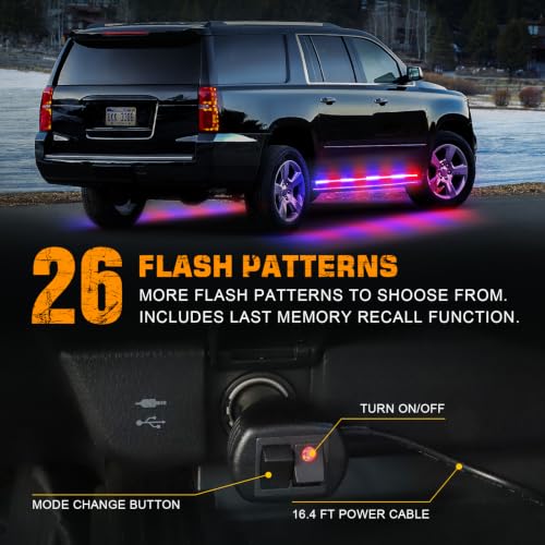 XRIDONSEN 2 Pack 70-Inch 864 LED Running Board Strobe Lights Strip - color: Red/Blue