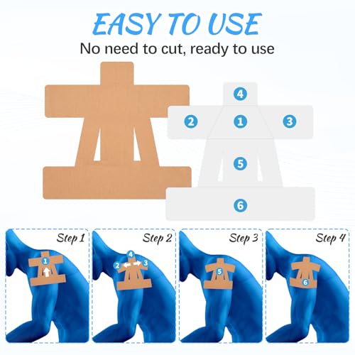 12Pcs Precut Shoulder Kinesiology Tape Sports Muscle Support Tape Skin Tone - color: Complexion