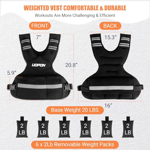 Adjustable Weighted Vest Women, 6-12 Lb Ruck Vest with 6 Ironsand weights - color: Black, size: 20-32 Lbs