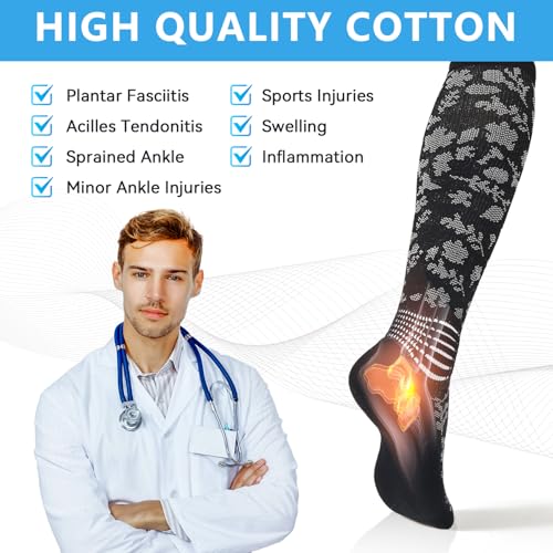 IRAMY Compression Socks Women Ankle Support Gradient Compression Wicking Moisture Knee High Socks 3 Packs - color: Black+grey-2 Packs, size: Medium