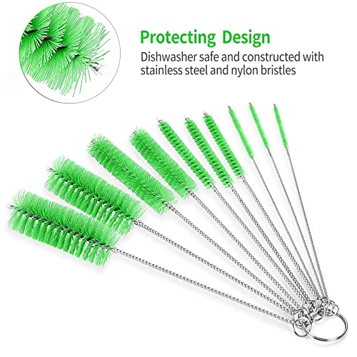 CiaraQ Bottle Cleaning Brushes, 8 Inch Nylon Tube Brush Set - color: Green, size: 8.0 Inch (10pcs)