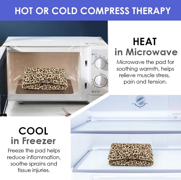 Microwave Heat Pad for Pain Relief, 8 x 16 Warm Compress Wrap - color: Heat Pad04 -Leopard Print