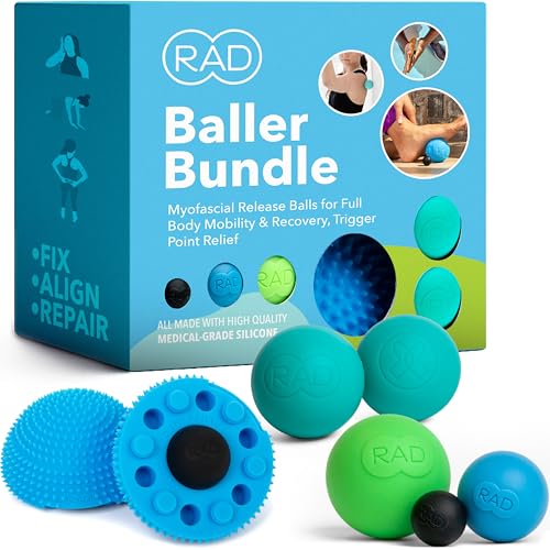 RAD Baller Bundle – Myofascial Release Balls for Full Body Mobility & Recovery, Trigger Point Relief – Includes Rounds (Set of 3), Recovery Rounds (Set of 2), and Neuro Ball Foot Roller - style: RAD Baller Bundle