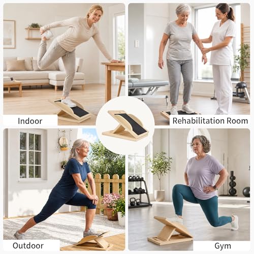 3-in-1 Wooden Slant Board, Calf Stretcher & Balance Board