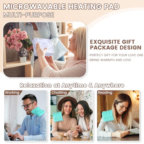 REVIX 6 * 12" Moist Heating Pad Microwavable, Reusable Microwave Heating Pads for Joints, Weighted Heat Packs with Flaxseeds for Shoulders, Neck, Back, Unscented (Pack of 2) - size: 6 x 12" (Pack of 2), style: Green