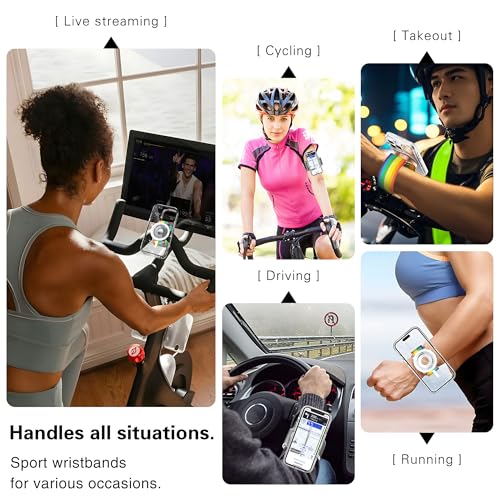 BAISRKE Magnetic Running Armband for MagSafe Case - 360° Rotatable Phone Grip with Adjustable Scent Compartment & Detachable Lanyard Compatible iPhone/Android (Rainbow & Rose-Gold) - color: Rainbow&RoseGold, size: Regular (fits Wrist/Armband up to 9")