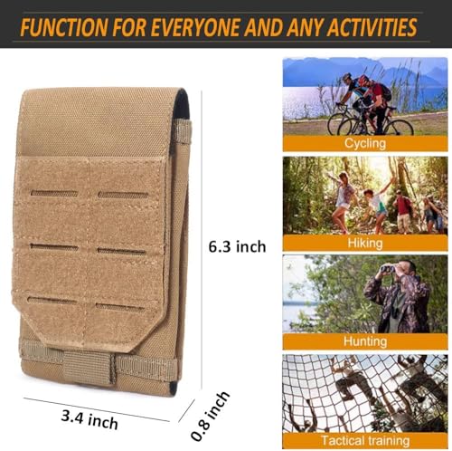 Tactical Phone Pouch, Small Molle Admin Pouches, Heavy Duty Waterproof Smartphone Case Holder for Vest Belt Waist (Coyote Tan) - color: COYOTE TAN