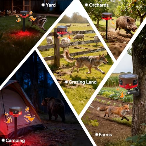 Solar Outdoor Motion Sensor Alarm-Dog Barking or Gunshot Sound