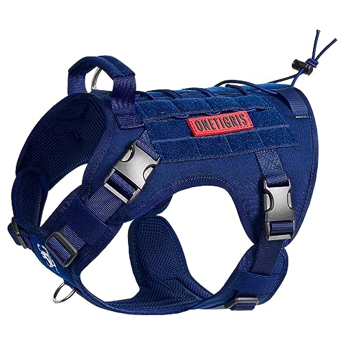 OneTigris Tactical Dog Harness Vest No-Pull Service Dog Vest for Small Dogs - color: Blue, size: XX-Small