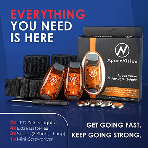LED Safety Light (2 Pack) with Bonus Items – Clip On Strobe/Running Lights for Runners, Dogs, Bikes, Walking and More - color: Orange