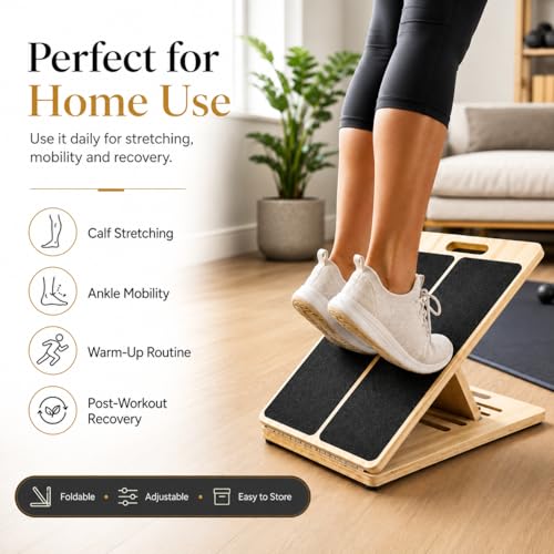 Slant Board for Exercise, 5-Position Adjustable Wooden