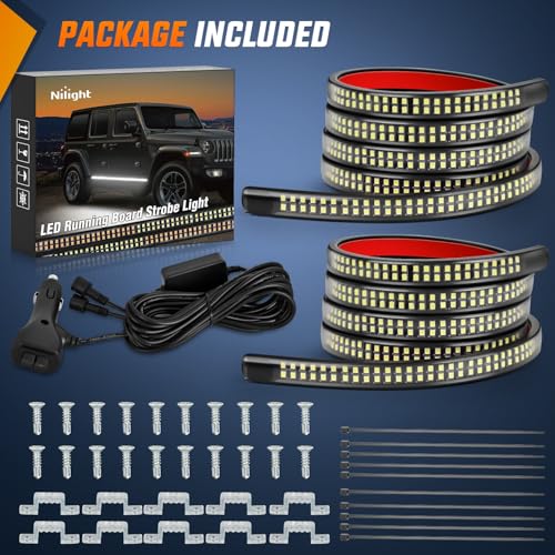 Nilight 2PCS 70 Inch Running Board LED Lights Strip White for Truck - color: White
