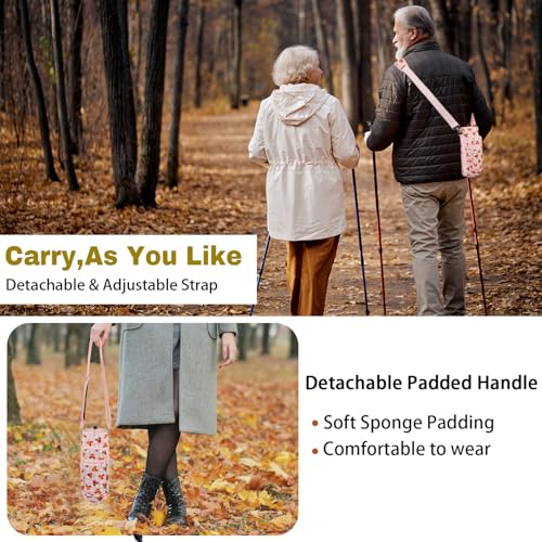 Water Bottle Carrier Bag 25oz/32oz Water Bottle Pouch Holder Adjustable Shoulder Strap Neoprene Water Bottle Sling Bag with Phone Pocket Insulated Tumbler Accessories for Walking - color: Pink