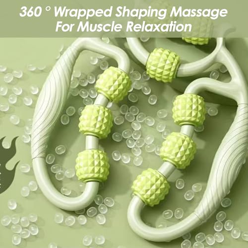 9 Wheels Muscle Roller, Leg Massager Muscle Relaxation Stretching Roller Foam Roller Deep Tissue Massager for Thigh Arms Leg Waist(Green) - color: Green