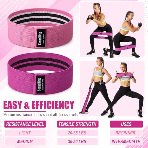Seenelling 36 Pcs Fabric Resistance Bands - color: Rose Pink, style: Heavy Resistance