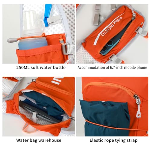 INOXTO Running Hydration Vest Backpack,Lightweight Insulated Pack with 1.5L Water Bladder Bag Daypack for Trail Hiking Running Cycling Race Marathon for Women Men - color: Orange White