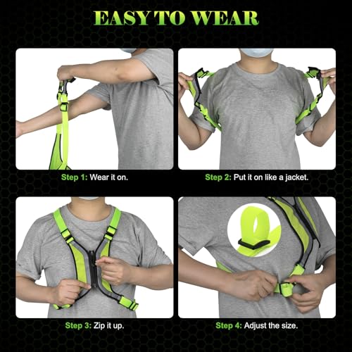 LED Reflective Vest, Light Up Running Vest, Rechargeable Reflective Running Gear for Walking Running Cycling at Night, Adjustable for Men Women - size: Large