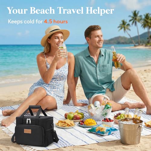 Lifewit Medium Lunch Bag, Insulated Lunch Box, Soft Cooler Cooling Tote for Adult Men Women, Black 12-Can (9L) - color: Black, size: Medium(9L)