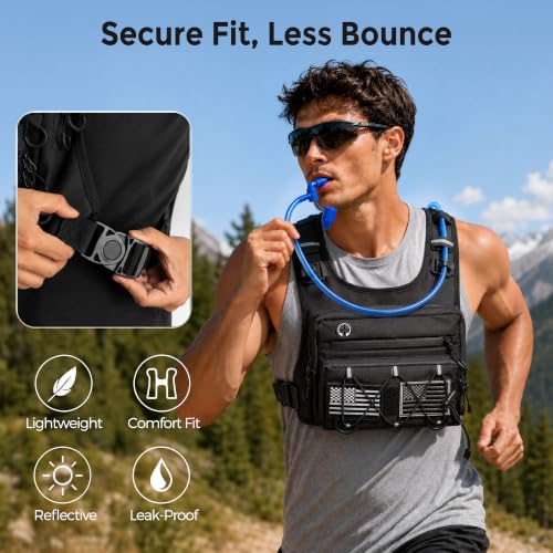 Running Vest Water Backpack with 2L Leak-Proof Bladder for Men & Women - color: Black