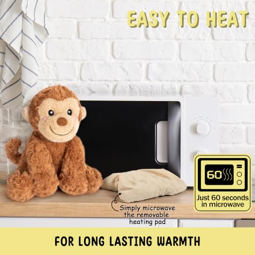 Happy Fuel Weighted Monkey Stuffed Animal, 1.5 Lbs Microwavable Unscented Monkey Plush, Stuffed Toys Heating Pad for Period Cramps Pain Relief and Anxiety, Gift for Women, Girls, Adults & Kids - color: Monkey