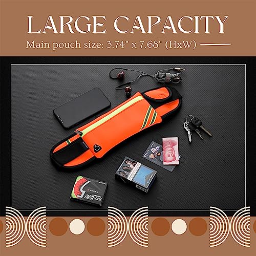 USHAKE Running Belt Fanny Pack for Women & Men, Phone Holder Waist Bag - color: Orange