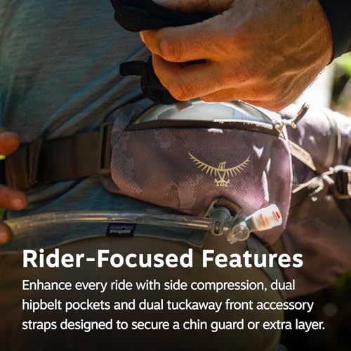 Osprey Seral Biking Waist Pack with Hydraulics Reservoir for Men & Women, Hydration Belt with Water Bladder - color: Pediment Grey Dust Print, style: 7l