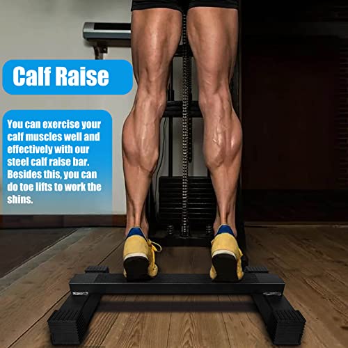 BLUSLM Steel Calf Raise Bar, Standing Machine for Stretching, Squat, Foot Stretch, Anti-Slip Solid Block - color: Black 01