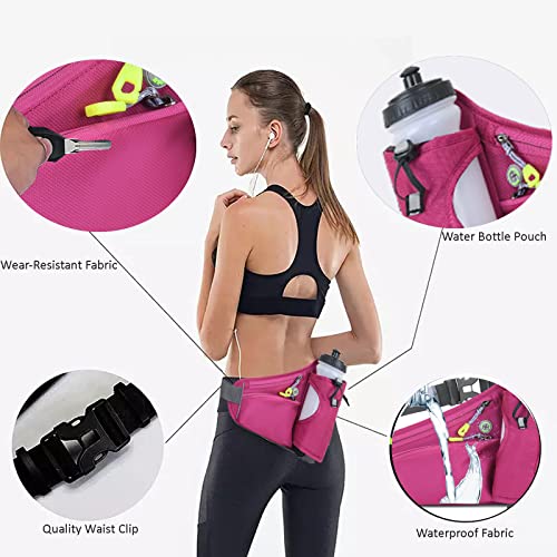 HOTEMIA Fanny Pack with Water Bottle Holder, Hydration Running Belt for Men Women Adjustable Strap Waist Bag Suitable for Hiking Running Walking Jogging Camping (Bottle Not Included) (Pink) - color: Pink