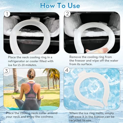 2 Pack Neck Cooling Tube with Insulated Cooling Bag, Reusable PCM Ice Ring - color: White*2