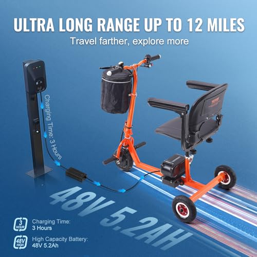 VEVOR 2025 Upgraded Lightweight Mobility Scooter for Adults & Seniors,50lb Foldable, FAA & Cruise Approved with 12 Mile Range & Removable Battery. Supports 330lbs
