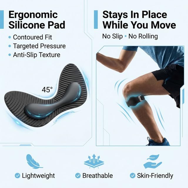 Patella Tendon Strap for Men & Women, Adjustable Knee Brace, Black, 2 Pack - color: 2 Black
